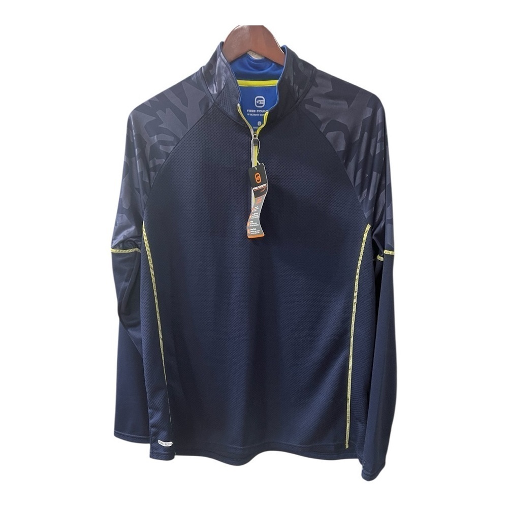 Free Country Endurance Half Zip Long Sleeve Navy Shirt Size L Men NWT